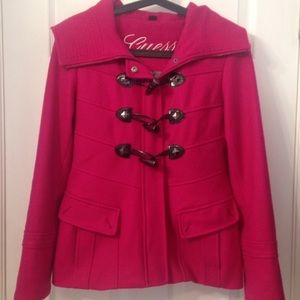 SOLD! Pink Guess Wool Pea Coat Style Jacket
